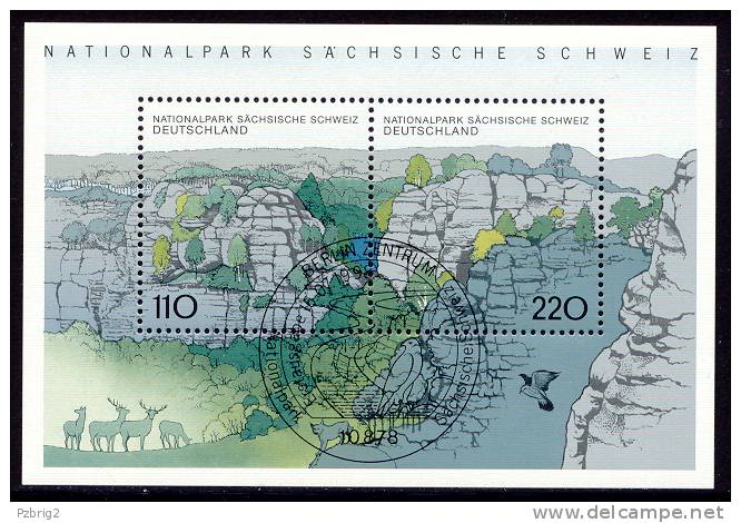 National Park Sächsische Schweiz - Germany 1998 - Souvenir Sheet Mi. Bl. 44 - ESSt, First Day Issue Canc. Berlin - Umweltschutz Und Klima