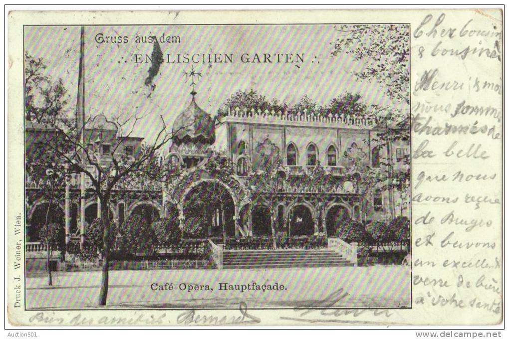 05756g Autriche 1901 - Vienne - Gruss Aus Dem Englischen Garten - Café Opéra Hauptfaçade Taxée En Belgique Getaxeerd - Autres & Non Classés