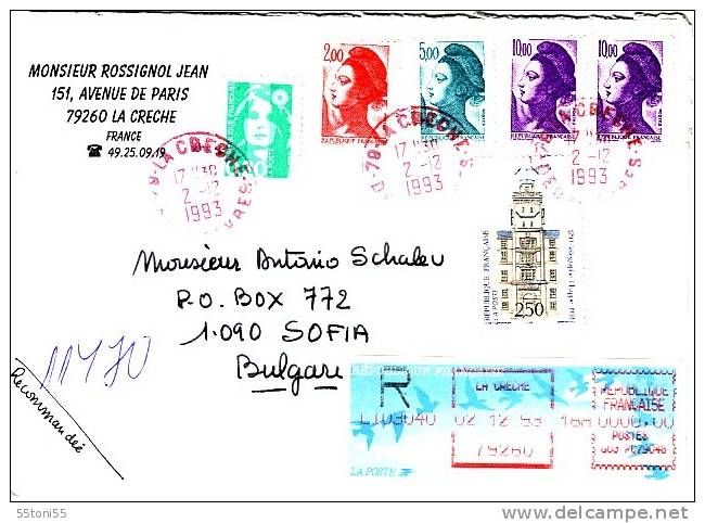 FRANCE  1993  Postal Envelope - R To Bulgaria - Brieven En Documenten