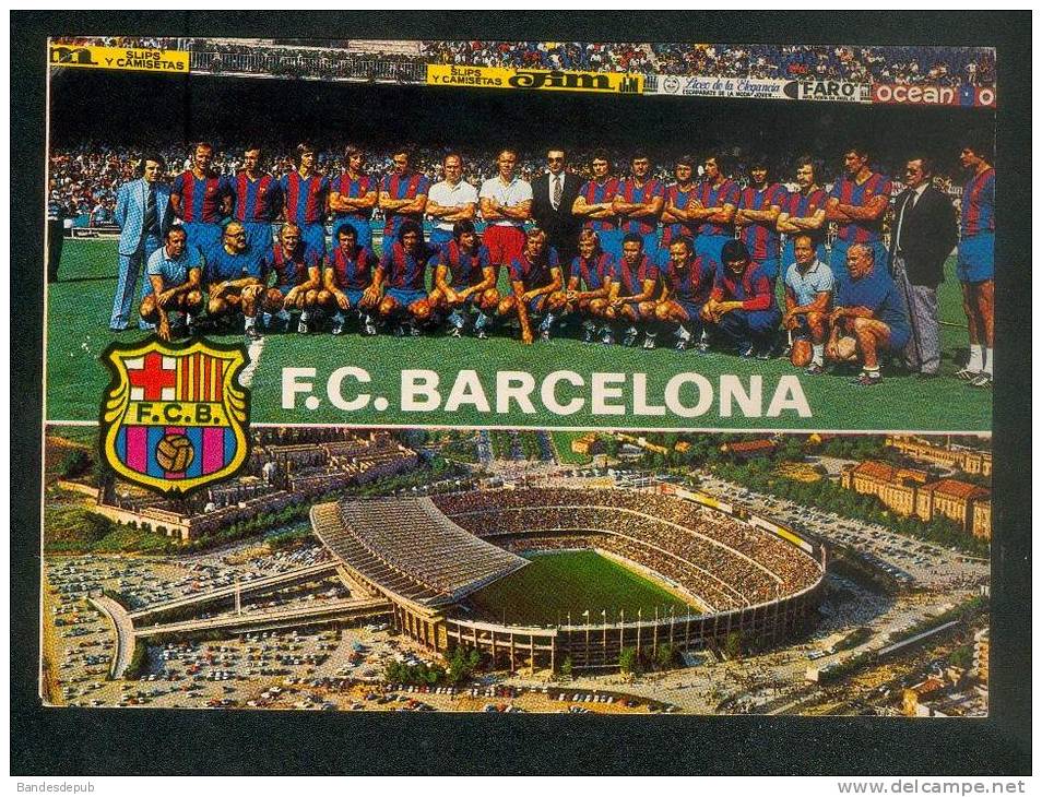 Football - Futbal Cub F.C. BARCELONA - Plantilla 1974-75 Y Nou Camp ( Foot Ball Barcelone Stade Stadium Vue Aérienne - Calcio