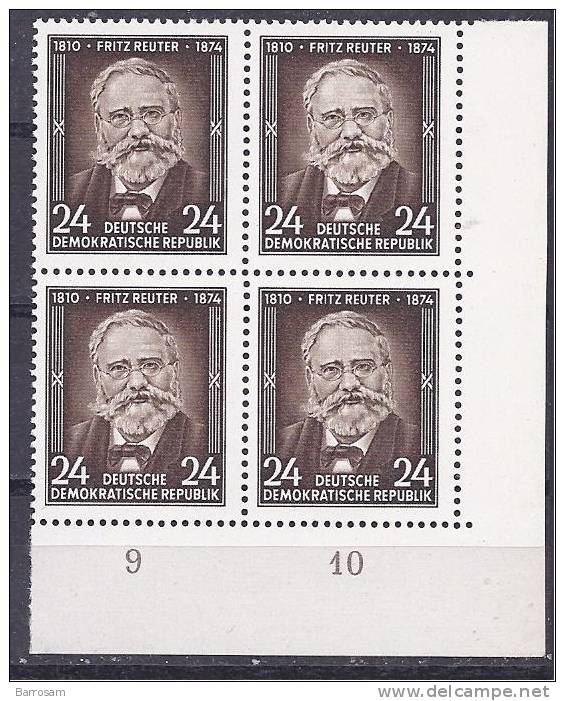 GERMAN DEMOCRATIC REPUBLIC1954: Michel430mnh**margin Block Of 4 - Unused Stamps