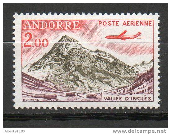 ANDORRE P Aérienne 2,00f Orange Violet Brun Gris Olive 1961-64 N°5 - Airmail