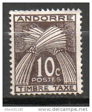 ANDORRE  Taxe 10c Brun  1946-56 N°32 - Ungebraucht