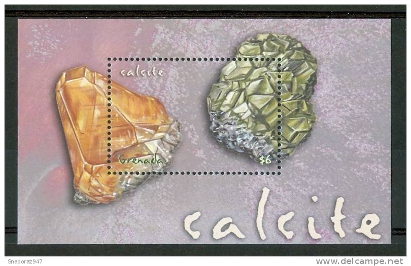 2001 Grenada Calcite Minerali Minerals Minèraux Block MNH** Fo180 - Minerals