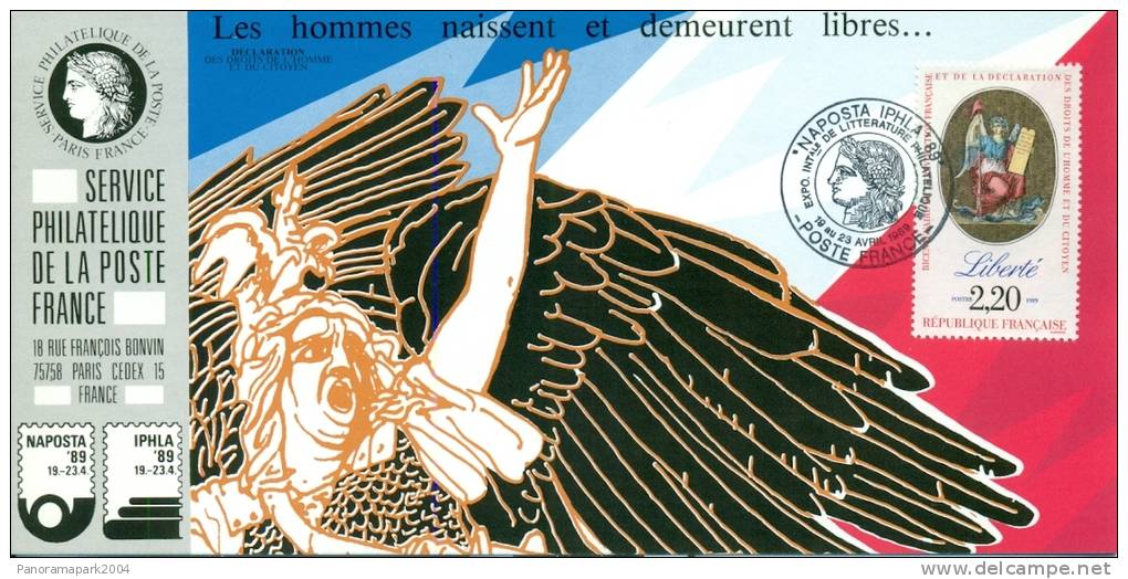 055 Carte Officielle Exposition Internationale Exhibition 1989 France Human Rights Déclaration Des Droits De L'homme - Franz. Revolution