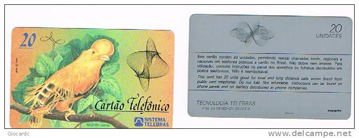 BRASILE ( BRAZIL) - TELEBRAS  - 1992 BIRDS: PARROT (GALO DA SERRA)  INTERPRINT   - USED  -  RIF. 2260 - Pappagalli