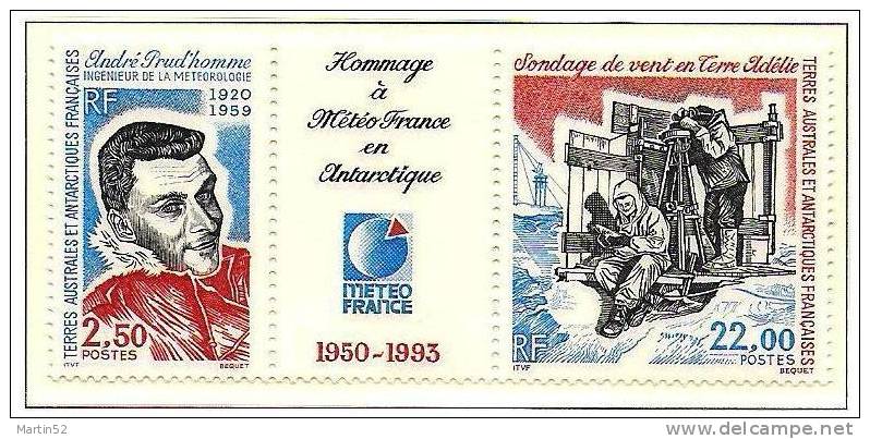 T.A.A.F.1993: Michel-No. 311-312 André Prud’homme (1920-1959) ** MNH (cote 11.00 Euro) - Polar Explorers & Famous People