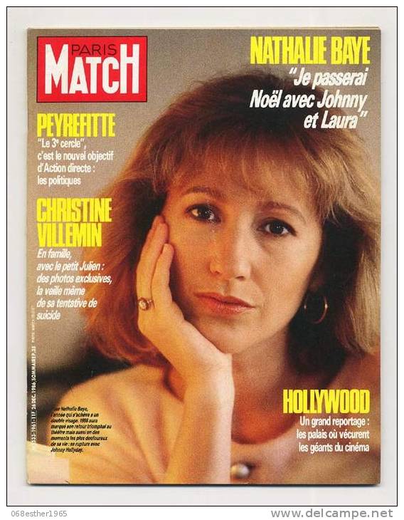 Paris Match 1961 26/12/1986 Nathalie Baye Avec Johnny Hallyday, La Magie D'hollywood, Affaire Peyrefitte - People