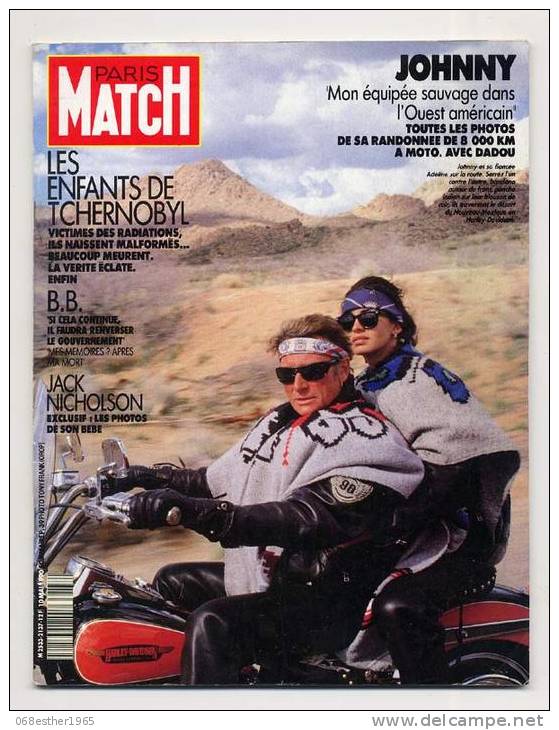 Paris Match 2137 10/5/1990 Johnny Hallyday, Jack Nicholson, Erté L'anchanteur, Le Mystère Iliescu, Brigitte Bardot - Gente