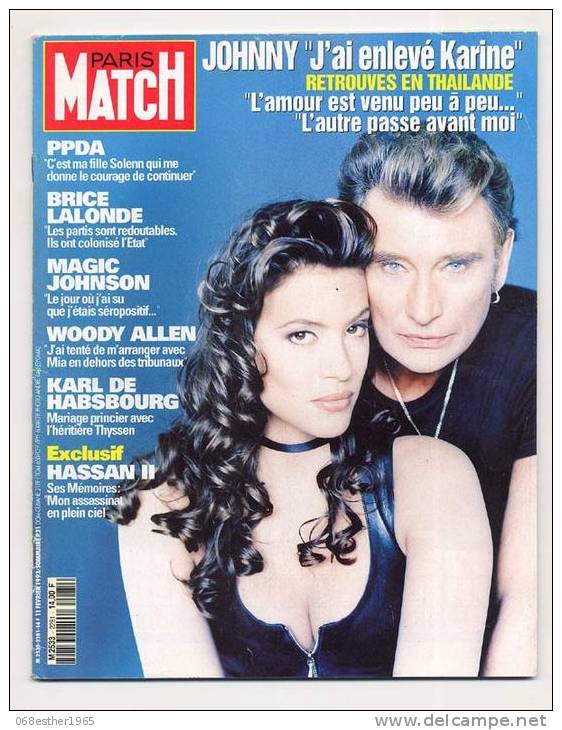 Paris Match 2281 11/2/1993 JOHNNY HALLYDAY &amp; Karine, Woody Allen, Serbie, Buffet - People