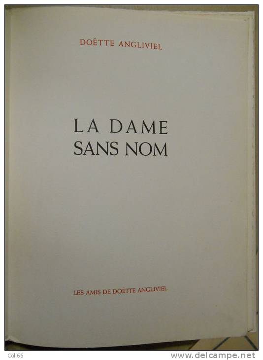La Dame sans nom Amis de Doëtte Angliviel(Odette Mathilde Fourgassié) tirage B 9 encres de chine Moussia de St-Avit 1960