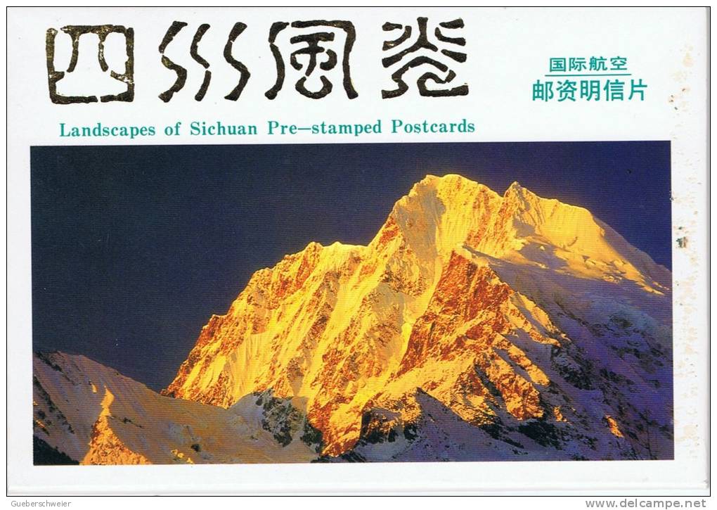 L-CH18 - CHINE Etui Avec 10 Cartes Entiers Postaux Pour La Poste Aérienne Paysages Du Sichuan - Postcards