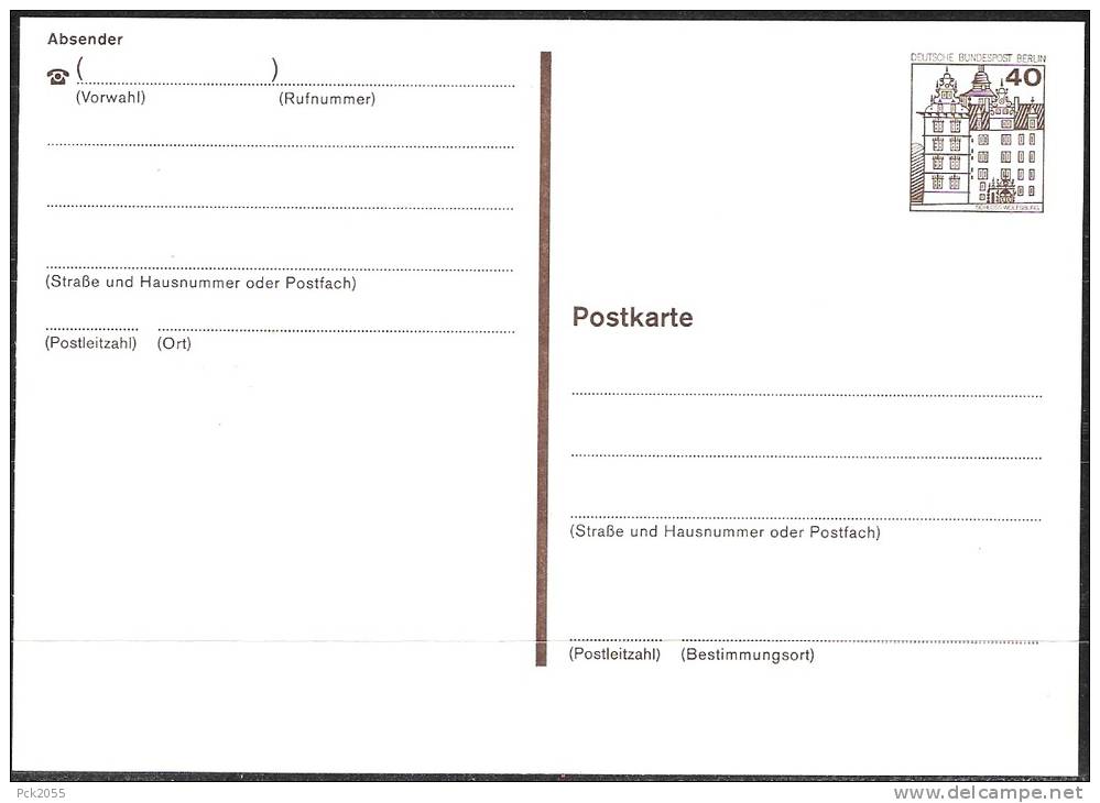 Berlin Ganzsache1982  Michel-Nr. P 121  Ungebraucht( D942 ) - Postkaarten - Ongebruikt