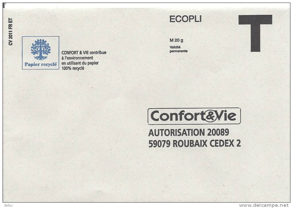 Confort &amp; Vie   Ecopli - Cartes/Enveloppes Réponse T