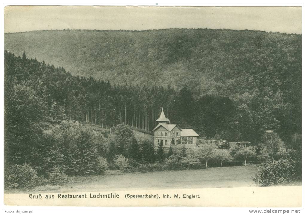 Biebergemünd, Restaurant Lochmühle, Inh. M. Englert, Spessartbahn, Um 1910 - Main - Kinzig Kreis