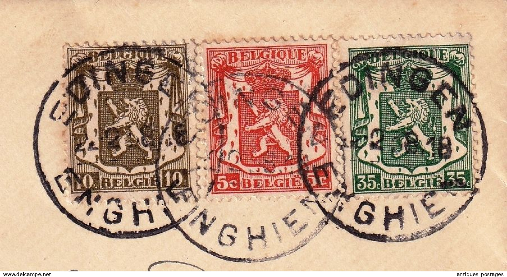 Lettre 1938 Belgique Enghein Edingen - 1929-1937 Heraldischer Löwe