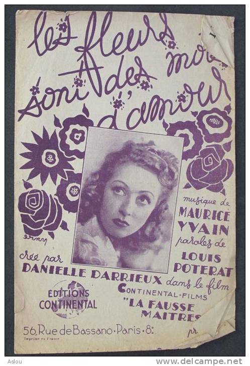 Partition \" Les Fleurs Sont Des Lots D´amour" De Danielle Darrieux - Chansonniers