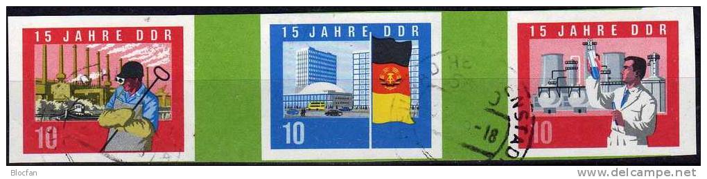 15 Jahre DDR 1964 Aus Block 19 Imperforiert 1062-1064 Als W10 O 20€ 3-Streifen Regionen Und Berufe Se-tenant Of Germany - Se-Tenant