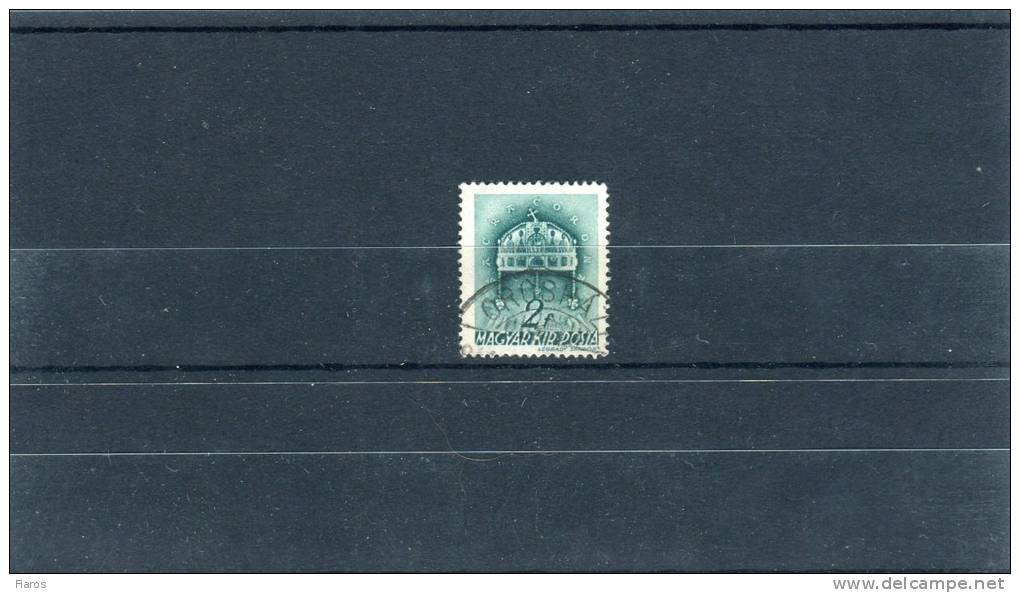 1939-Hungary- "Crown Of St.Stephen" 2f. Stamp Used, W/ "Croshaza" Postmark - Postmark Collection