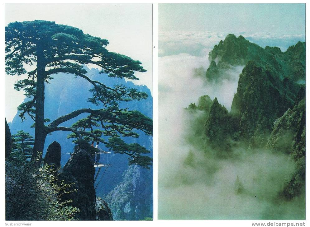 L-CH20 - CHINE Etui Avec 10 Cartes Entiers Postaux Pour La Poste Aérienne Montagnes Du HUANGSHAN - Postales