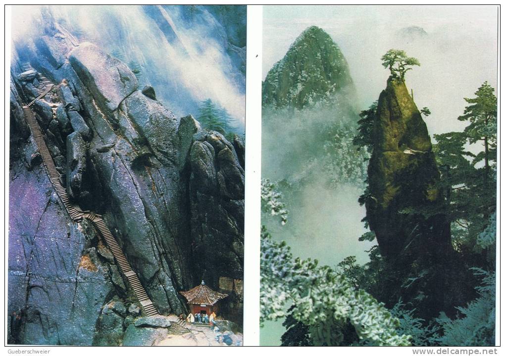 L-CH20 - CHINE Etui Avec 10 Cartes Entiers Postaux Pour La Poste Aérienne Montagnes Du HUANGSHAN - Postales