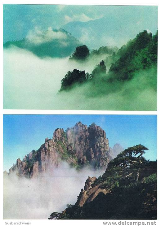 L-CH20 - CHINE Etui avec 10 cartes entiers postaux pour la Poste Aérienne Montagnes du HUANGSHAN