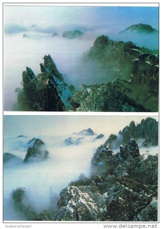 L-CH20 - CHINE Etui avec 10 cartes entiers postaux pour la Poste Aérienne Montagnes du HUANGSHAN