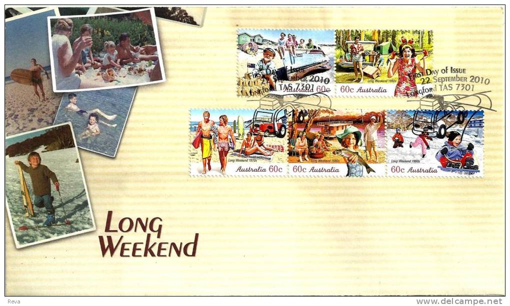 AUSTRALIA FDC LONG WEEKEND WOMAN CHILD FISH ETC SET OF 5 STAMPS  DATED 22-09-2010 CTO SG? READ DESCRIPTION !! - Brieven En Documenten