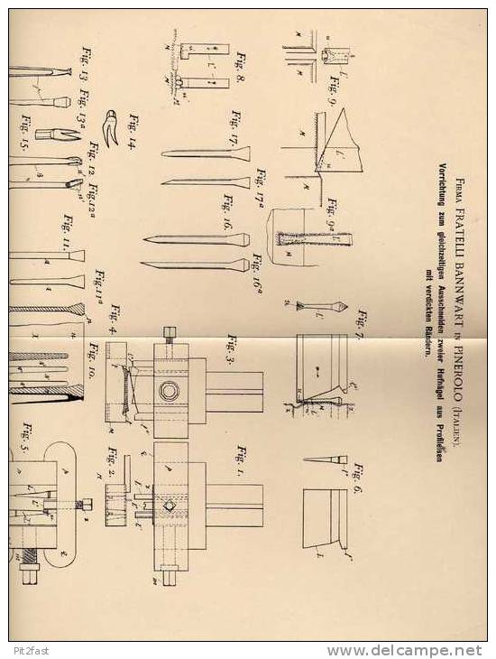 Original Patentschrift - Fa. F. Bannwart In Pinerolo , Italia , 1896 , Ferro Di Cavallo, Fabbro, Chiodo, Cavallo !!! - Ferro Battuto