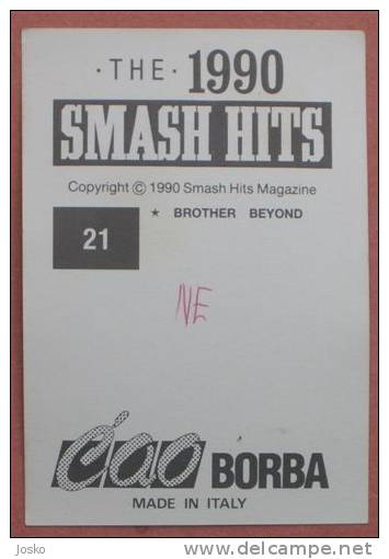 BROTHER BEYOND Pop-music Group ( Yugoslavian Rare Collectiable Card - Sticker Smash Hits ) * Musique Musica Musik - Other & Unclassified