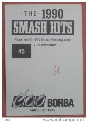 ELECTRONIC Pop-music Group ( Yugoslavian Rare Collectiable Card - Sticker Smash Hits ) * Musique Musica Musik - Other & Unclassified