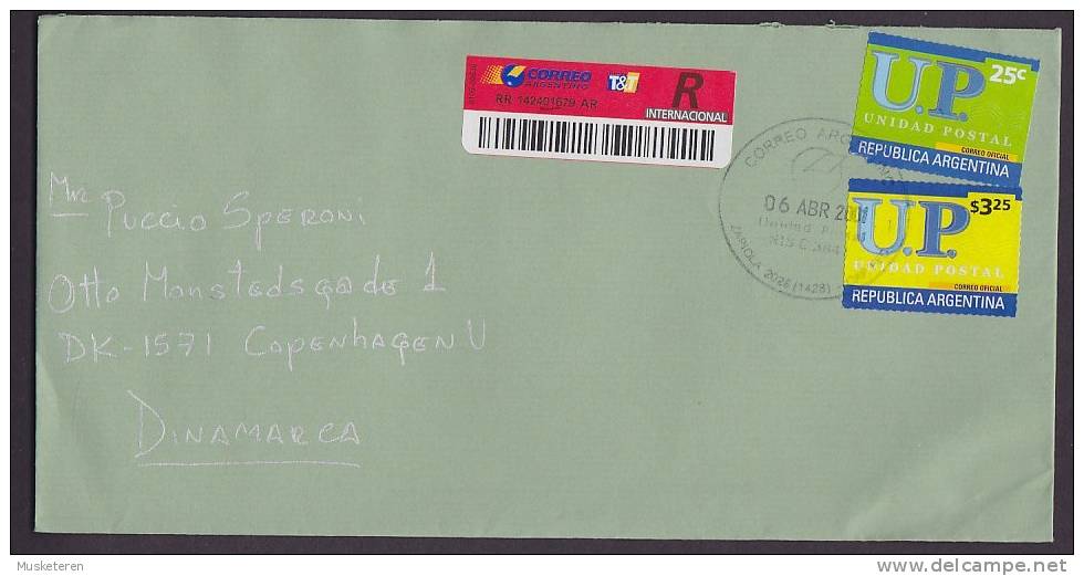 Argentina Certificado Registered Einschreiben Label 2001 Cover Letra COPENHAGEN V. Denmark Incl. 3.25 $ Stamp !! - Lettres & Documents