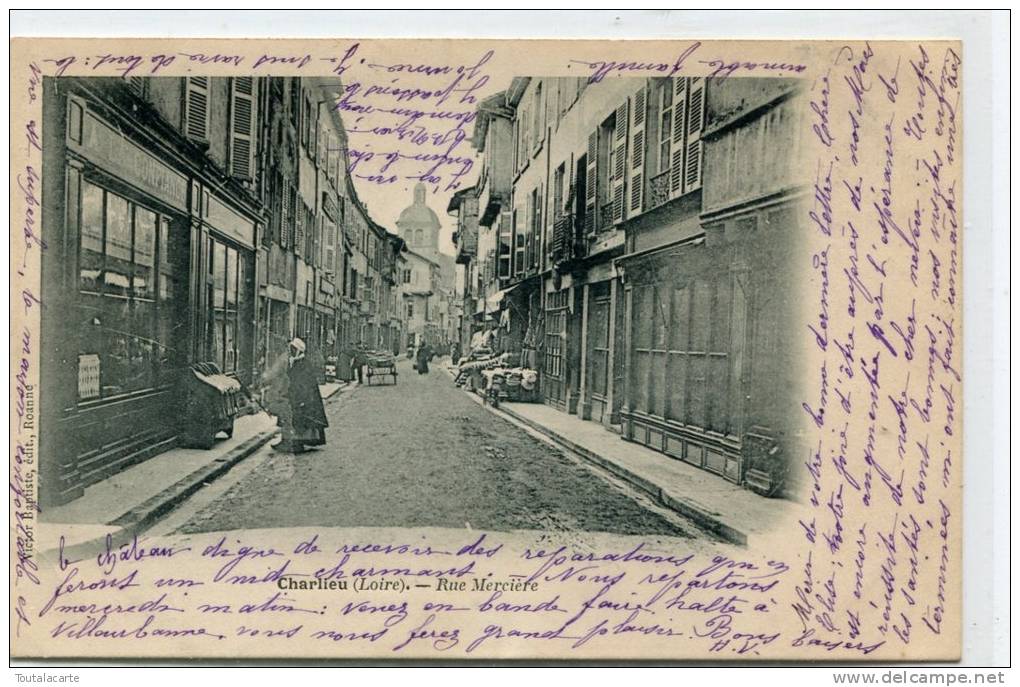 CPA 42 CHARLIEU RUE MERCIERE 1903 - Charlieu