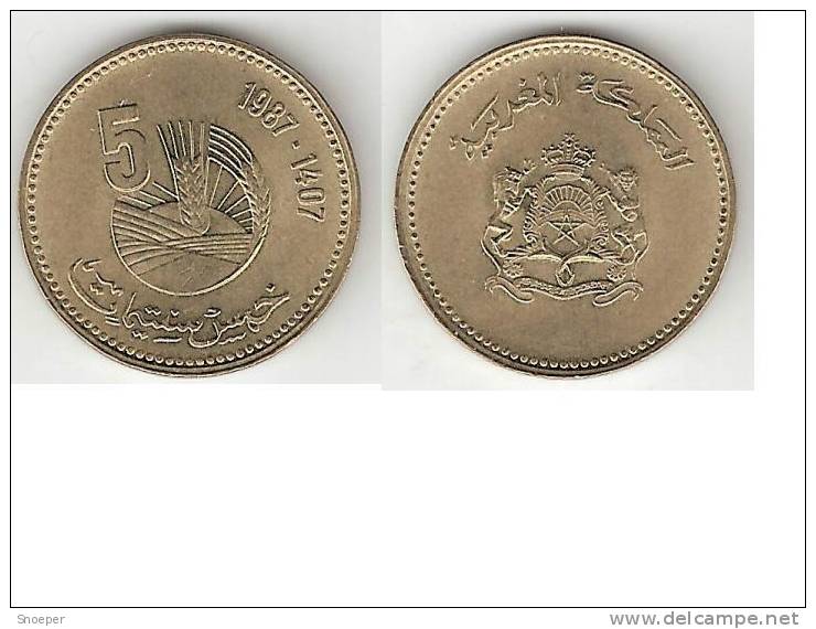 Morocco 5 Santimat 1987  Km 73  Unc !!!! - Marokko