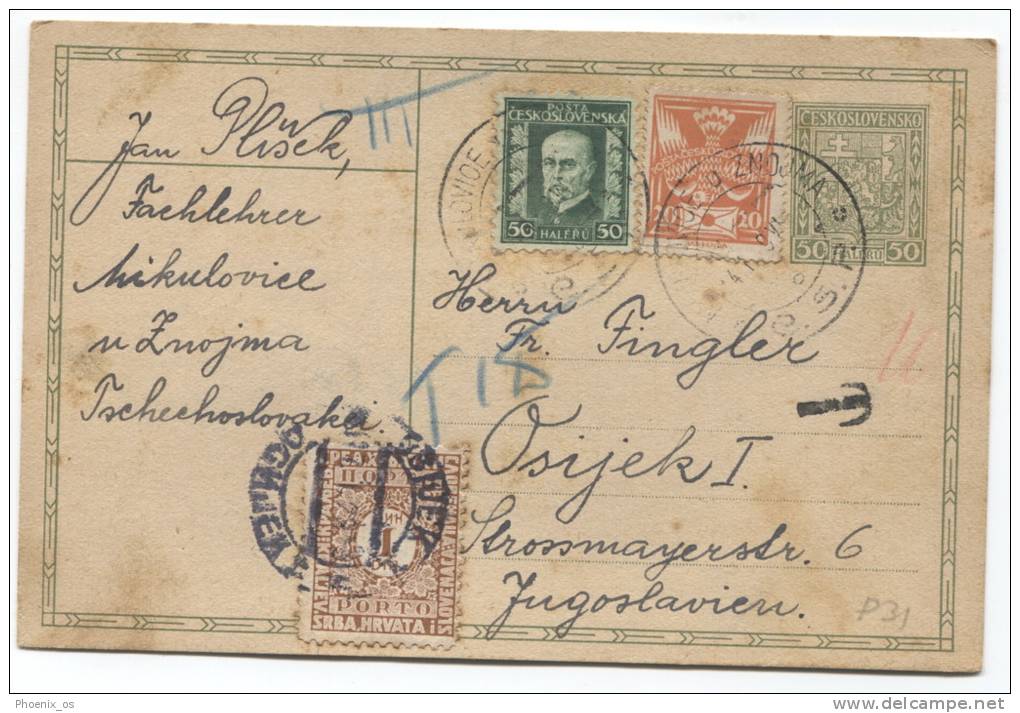 CZECH REPUBLIC - Porto Supplement Kingdom Of Yugoslavia, 1929. - Cartes Postales