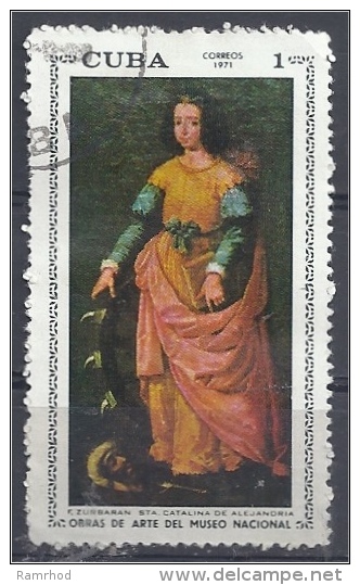 1971 National Museum Paintings  -1c. - "St. Catherine Of Alexandria" (Zurbaran  CTO - Used Stamps
