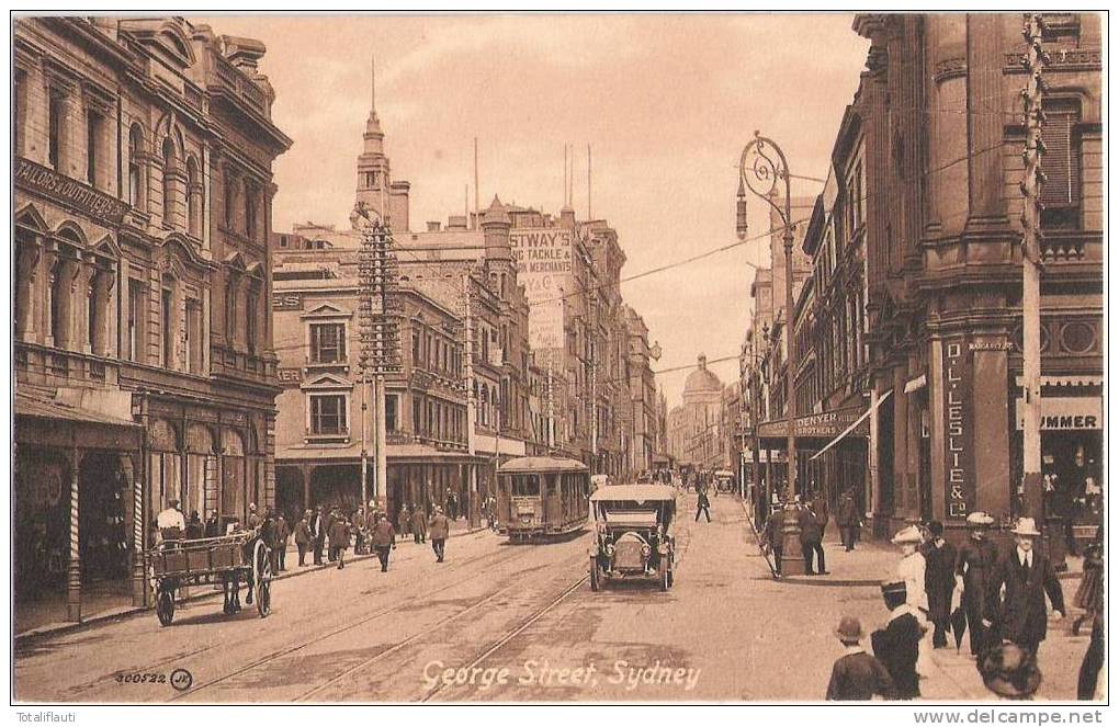 SYDNEY New South Wales George Street Busy Scene Oldtimer Tram Way Um 1915 TOP-Erhaltung Ungelaufen - Sydney