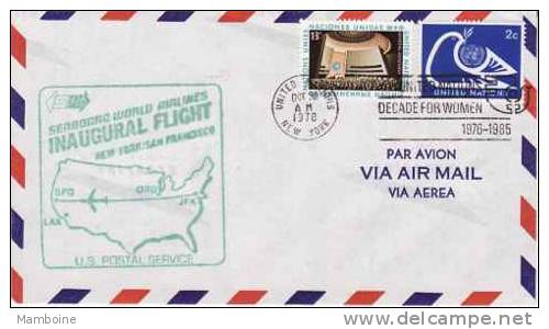 ONU ~30 Octobre  1978   Enveloppe 1° Vol Aérien   New York . San Francisco - Lettres & Documents