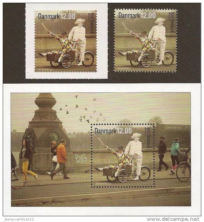 DENMARK- DINAMARCA -  EUROPE 2012 -TOPIC " VISIT DENMARK". -SET Of 1  ADHESIVE + SET Of 1 From S.S. +  SOUVENIR SHEET - 2012