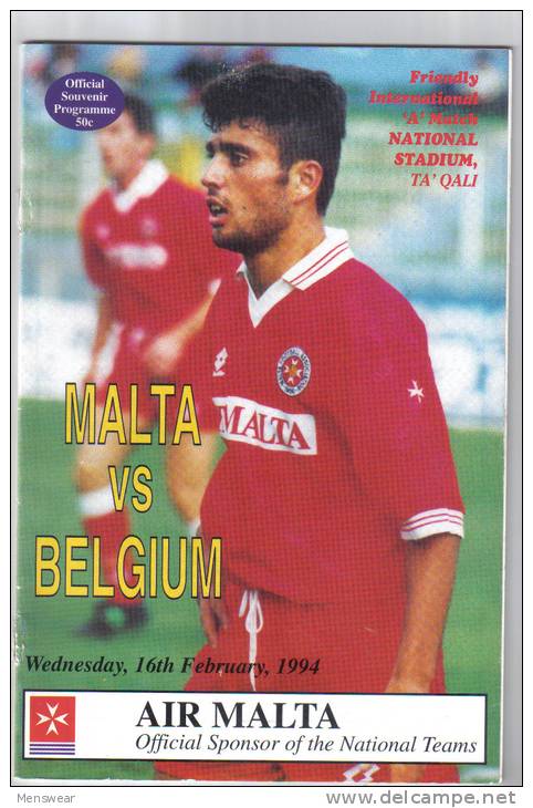 MALTA - PROGRAM BOOK  ( MALTA  Vs  BELGIUM  )  1994 - Books