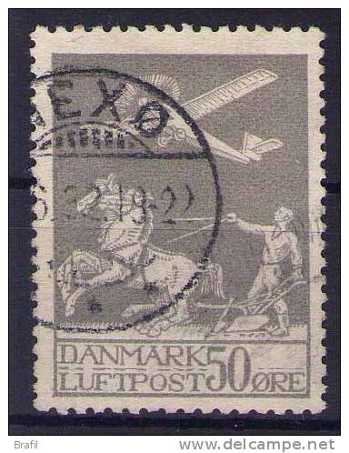 1925 Danimarca, Aereo In Volo 50 O. Usato - Airmail