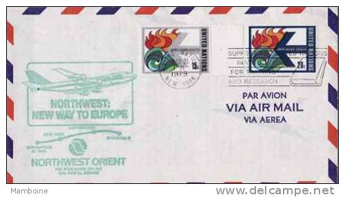 ONU ~ 1979  N° 300 + 301 Enveloppe Vol Aerien   New York  Stockholm - Brieven En Documenten