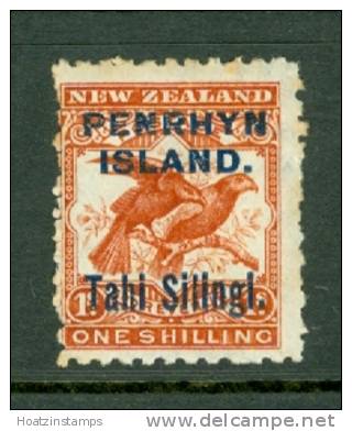 Penrhyn Is: 1903   Kea &amp; Kaka 'Penrhyn Island' OVPT    SG16b    1/-   Orange-red   MH - Penrhyn