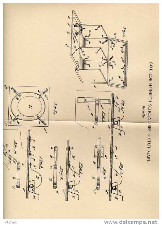 Original Patentschrift - Hutkoffer , Hut , 1898 , G. Schoenleber In Stuttgart , Hüte !!! - Coiffes, Chapeaux, Bonnets