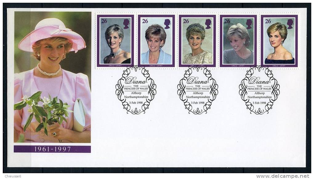 Grande Bretagne N° 2017 à 2021 S/ Env. 1er Jour - Hommage à Diana - Unused Stamps