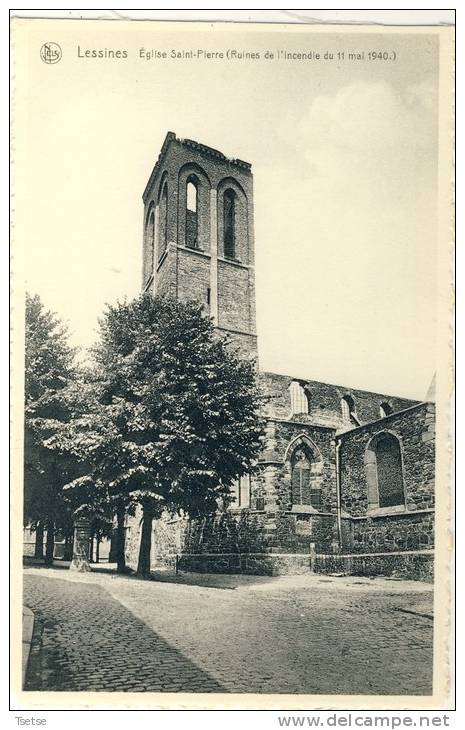 Lessines - Eglise St-Pierre -Ruines De L'incendie Du 11 Mai 1940  ( Voir Verso, Particulier ) - Lessen