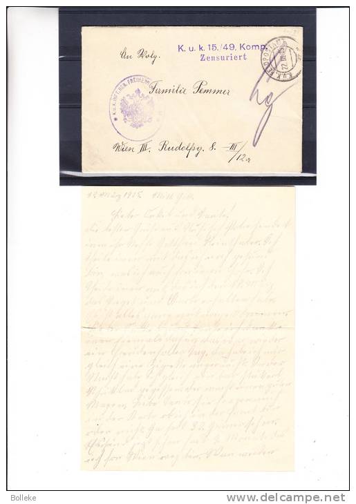 Felfpost - Autriche - Lettre De 1915 - Poste De Campagne - Storia Postale