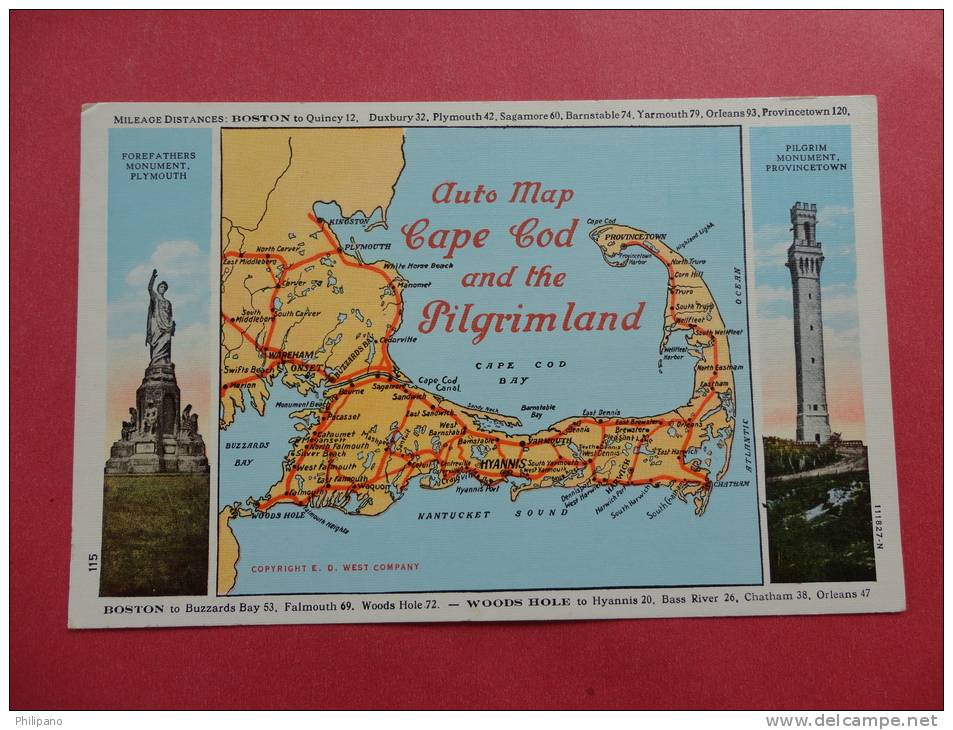 - Massachusetts > Cape Cod   Auto Map Cape Cod & The Pilgrimland Vintage Border  -- --  Ref 633 - Cape Cod