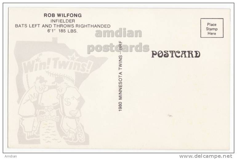 ROB WILFONG -INFIELDER- BASEBALL PLAYER - 1980 MINNESOTA TWINS OFFICIAL Postcard  [c2768] - Baseball