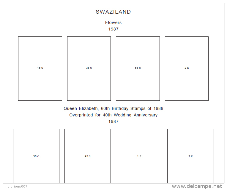 SWAZILAND STAMP ALBUM PAGES 1889-2010 (94 pages)